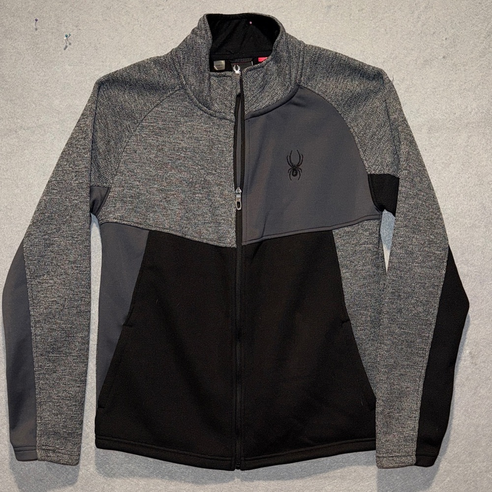 Spyder Men's Heath Color Block Full Zip Sweater performance jacket Large